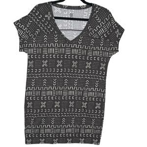 Title Nine NWT Sz S Hiolani T-Shirt Dress Mudcloth Print Stretch Comfort Active